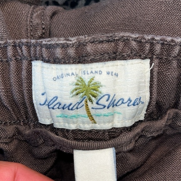 Island Shores Women’s SZ M Brown Cotton/Linen Blend Flat Front Drawstring Shorts - Picture 6 of 8